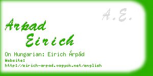 arpad eirich business card